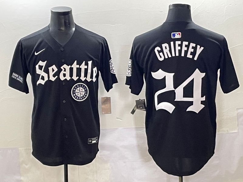 Men 2025 Seattle Mariners #24 Griffey Black Five generations Joint Name Nike MLB Jersey style 19